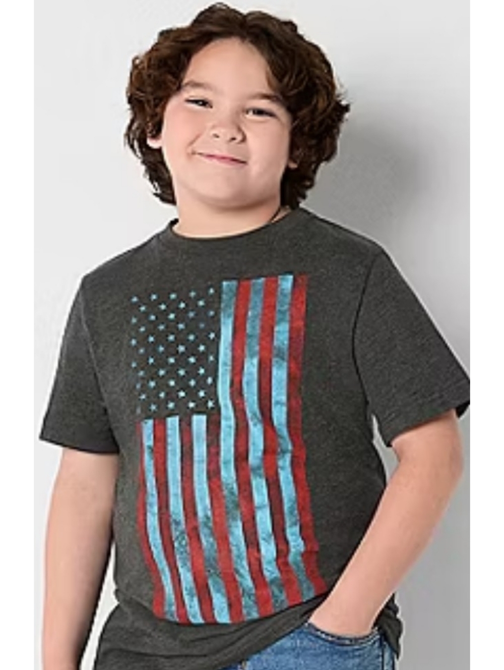 Youth Husky Boy's American Flag Graphic Tee